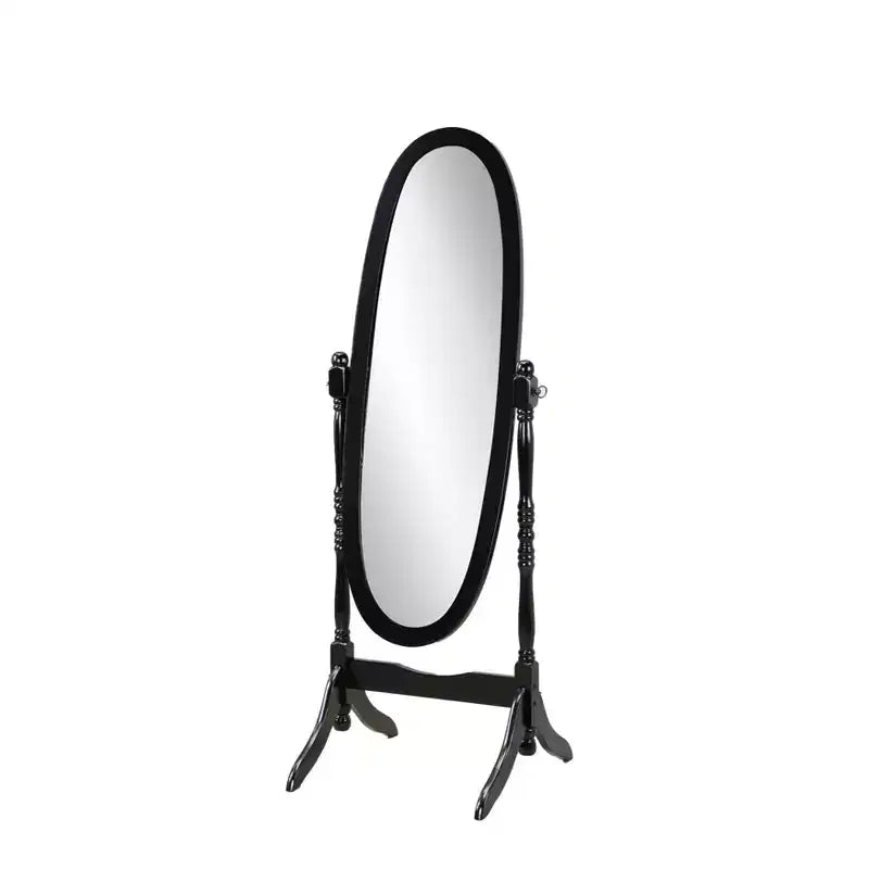Miroir de plain-pied traditionnel TUYOHW avec support, miroir psyché ovale sur pied avec cadre en bois, miroir pivotant inclinable pour chambre à coucher, salon