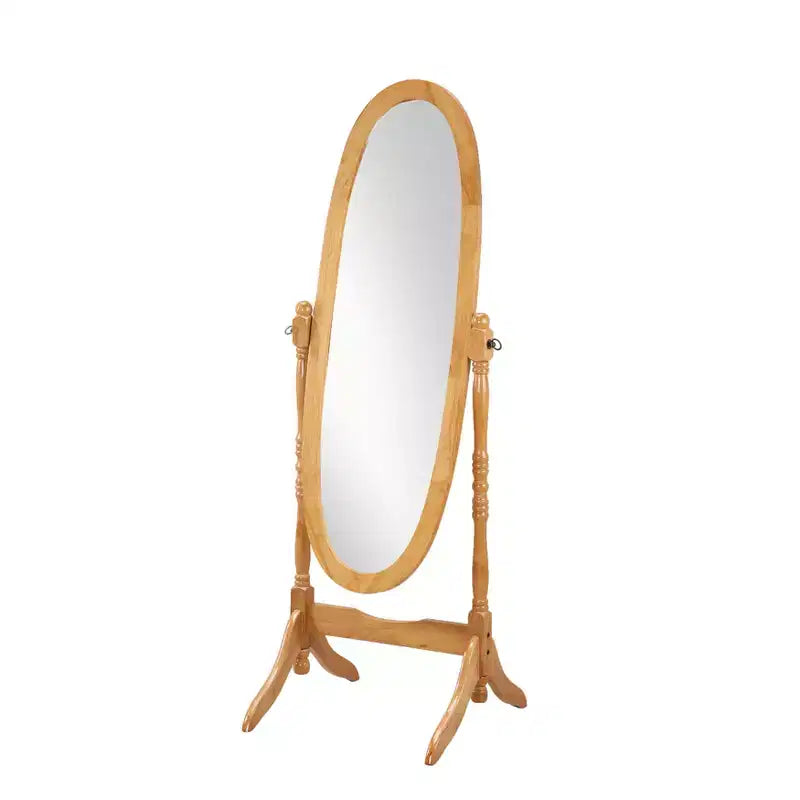 Miroir de plain-pied traditionnel TUYOHW avec support, miroir psyché ovale sur pied avec cadre en bois, miroir pivotant inclinable pour chambre à coucher, salon