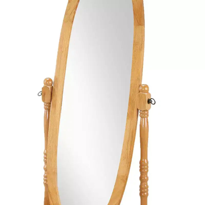 Miroir de plain-pied traditionnel TUYOHW avec support, miroir psyché ovale sur pied avec cadre en bois, miroir pivotant inclinable pour chambre à coucher, salon