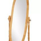 Miroir de plain-pied traditionnel TUYOHW avec support, miroir psyché ovale sur pied avec cadre en bois, miroir pivotant inclinable pour chambre à coucher, salon