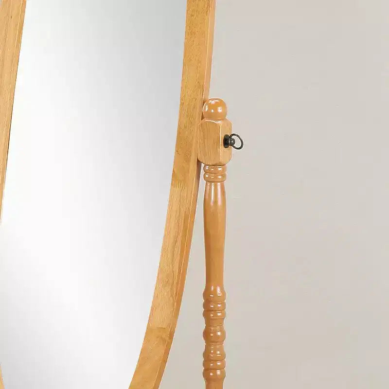 Miroir de plain-pied traditionnel TUYOHW avec support, miroir psyché ovale sur pied avec cadre en bois, miroir pivotant inclinable pour chambre à coucher, salon