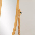 Miroir de plain-pied traditionnel TUYOHW avec support, miroir psyché ovale sur pied avec cadre en bois, miroir pivotant inclinable pour chambre à coucher, salon
