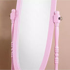 Miroir de plain-pied traditionnel TUYOHW avec support, miroir psyché ovale sur pied avec cadre en bois, miroir pivotant inclinable pour chambre à coucher, salon