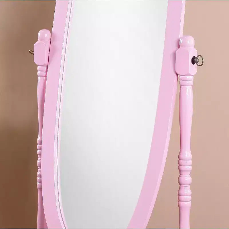 Miroir de plain-pied traditionnel TUYOHW avec support, miroir psyché ovale sur pied avec cadre en bois, miroir pivotant inclinable pour chambre à coucher, salon