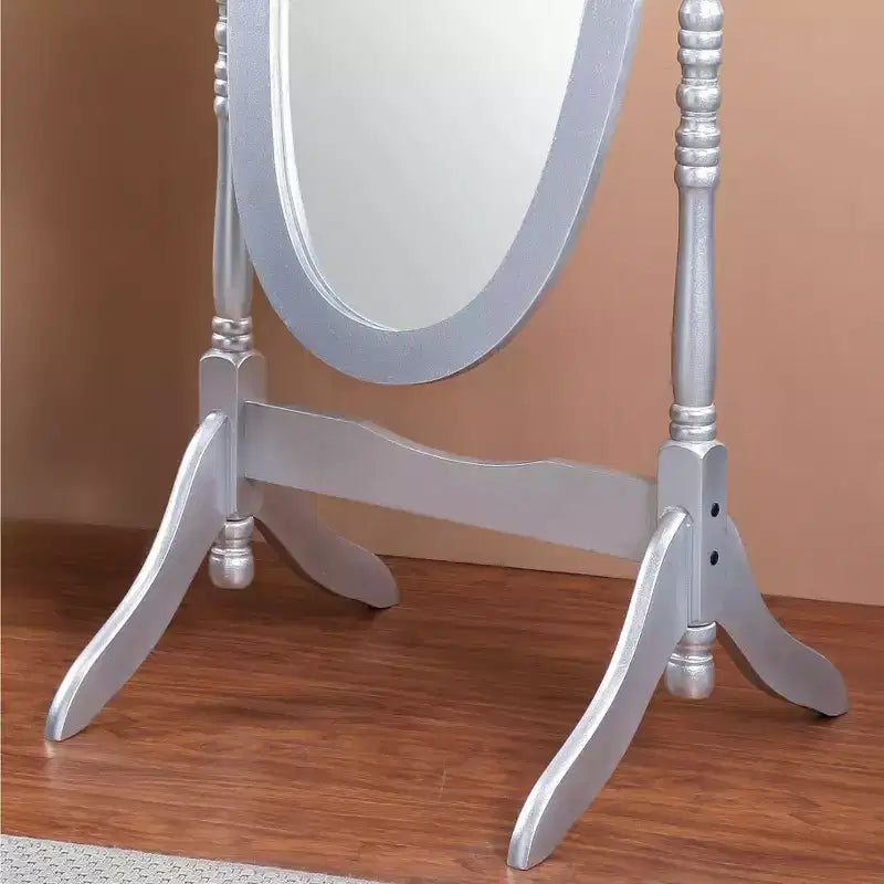 Miroir de plain-pied traditionnel TUYOHW avec support, miroir psyché ovale sur pied avec cadre en bois, miroir pivotant inclinable pour chambre à coucher, salon