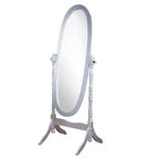Miroir de plain-pied traditionnel TUYOHW avec support, miroir psyché ovale sur pied avec cadre en bois, miroir pivotant inclinable pour chambre à coucher, salon