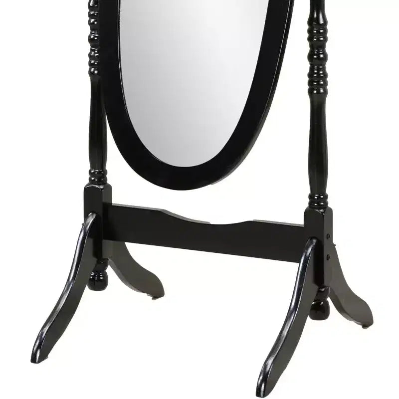 Miroir de plain-pied traditionnel TUYOHW avec support, miroir psyché ovale sur pied avec cadre en bois, miroir pivotant inclinable pour chambre à coucher, salon