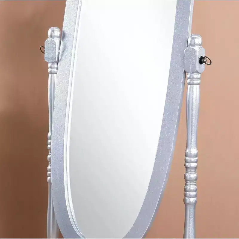 Miroir de plain-pied traditionnel TUYOHW avec support, miroir psyché ovale sur pied avec cadre en bois, miroir pivotant inclinable pour chambre à coucher, salon