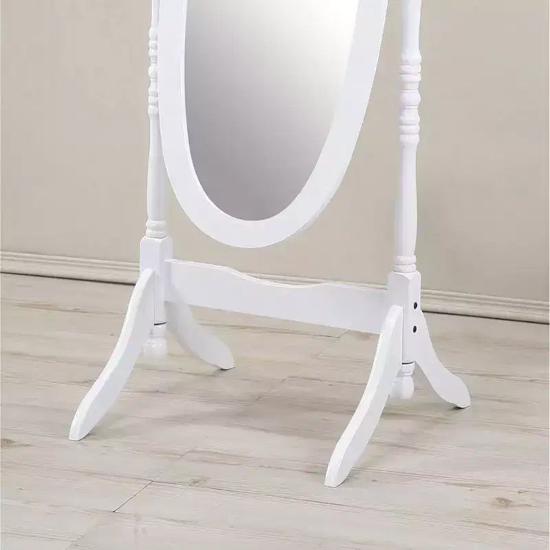 Miroir de plain-pied traditionnel TUYOHW avec support, miroir psyché ovale sur pied avec cadre en bois, miroir pivotant inclinable pour chambre à coucher, salon