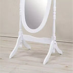Miroir de plain-pied traditionnel TUYOHW avec support, miroir psyché ovale sur pied avec cadre en bois, miroir pivotant inclinable pour chambre à coucher, salon