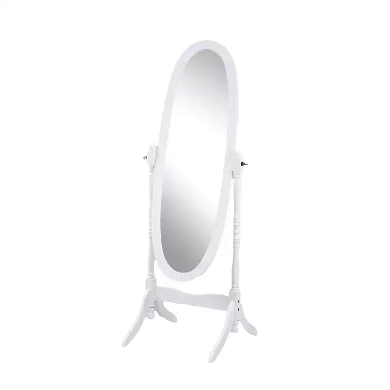 Miroir de plain-pied traditionnel TUYOHW avec support, miroir psyché ovale sur pied avec cadre en bois, miroir pivotant inclinable pour chambre à coucher, salon