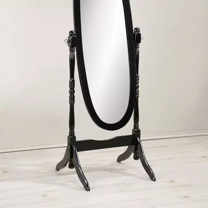 Miroir de plain-pied traditionnel TUYOHW avec support, miroir psyché ovale sur pied avec cadre en bois, miroir pivotant inclinable pour chambre à coucher, salon