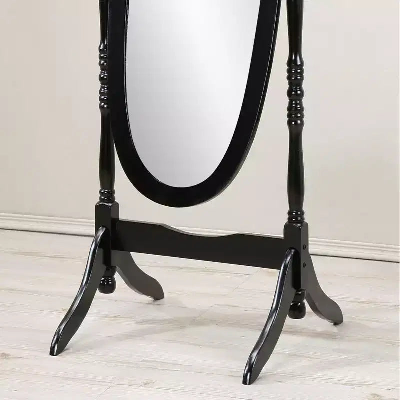 Miroir de plain-pied traditionnel TUYOHW avec support, miroir psyché ovale sur pied avec cadre en bois, miroir pivotant inclinable pour chambre à coucher, salon