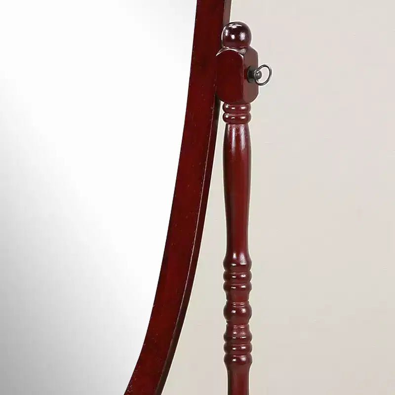 Miroir de plain-pied traditionnel TUYOHW avec support, miroir psyché ovale sur pied avec cadre en bois, miroir pivotant inclinable pour chambre à coucher, salon