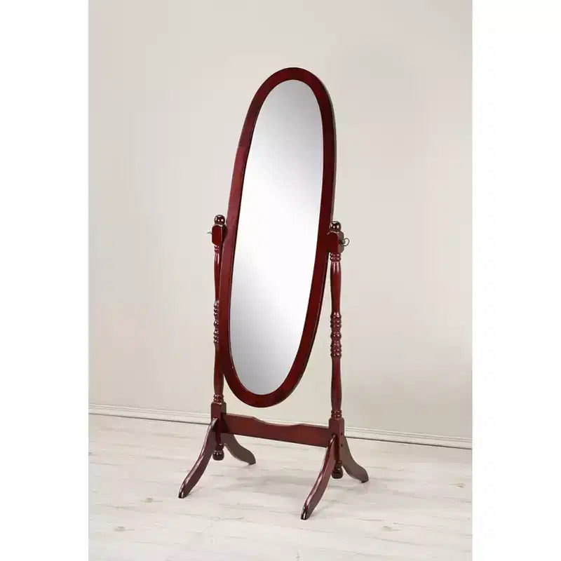 Miroir de plain-pied traditionnel TUYOHW avec support, miroir psyché ovale sur pied avec cadre en bois, miroir pivotant inclinable pour chambre à coucher, salon
