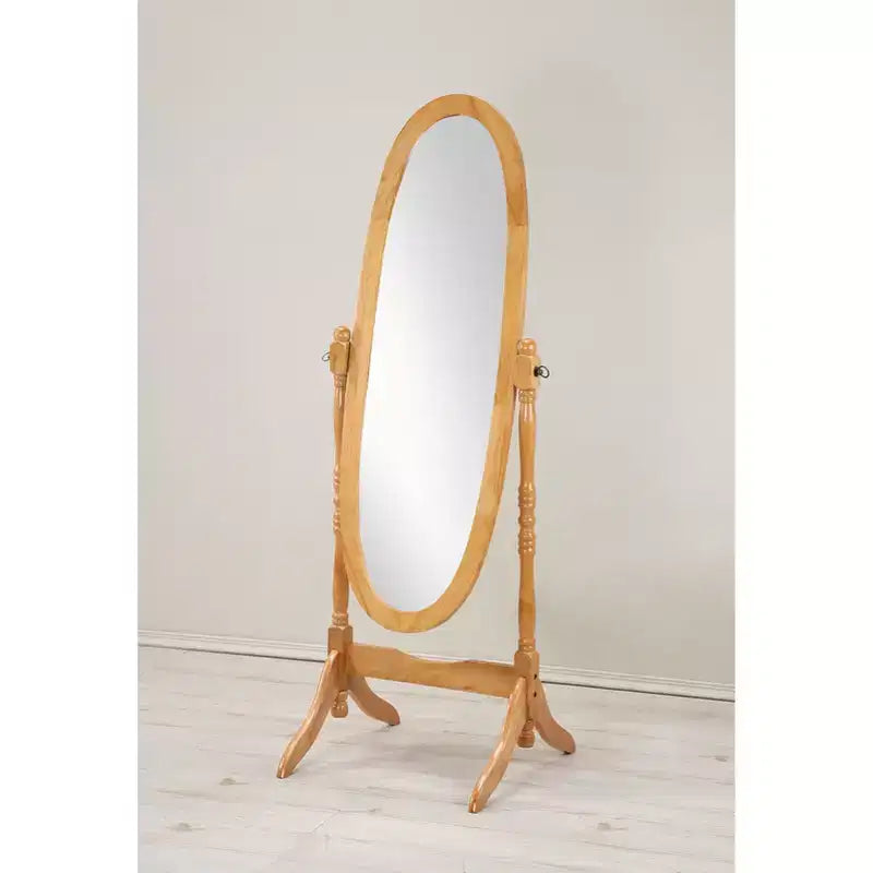 Miroir de plain-pied traditionnel TUYOHW avec support, miroir psyché ovale sur pied avec cadre en bois, miroir pivotant inclinable pour chambre à coucher, salon