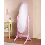 Miroir de plain-pied traditionnel TUYOHW avec support, miroir psyché ovale sur pied avec cadre en bois, miroir pivotant inclinable pour chambre à coucher, salon
