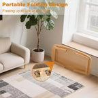 39,9 Table basse pliable en bois, Table d'appoint pliable pour petits espaces, Table d'étude basse pour s'asseoir au sol pour chambre à coucher, bureau, appartement