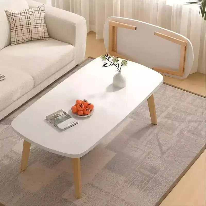 39,9 Table basse pliable en bois, Table d'appoint pliable pour petits espaces, Table d'étude basse pour s'asseoir au sol pour chambre à coucher, bureau, appartement