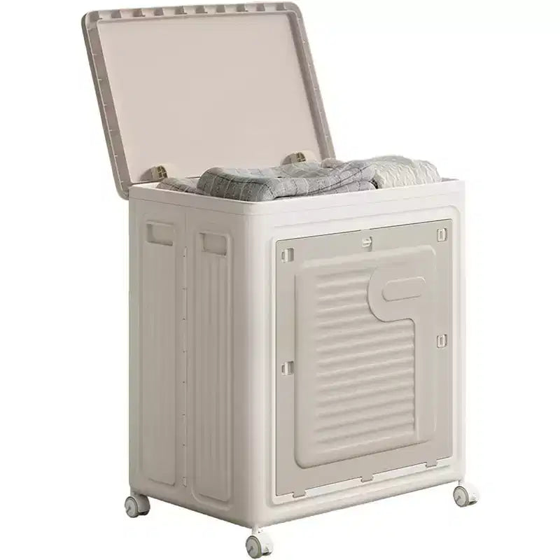 COZONY Rolling Laundry Hamper W/ Lid, 150L Large Capacity Clothes Hampers Plastic Collapsible Laundry Baskets W/ Wheels Foldable Sturdy Storage Boxes