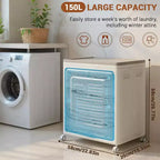 COZONY Panier à Linge Roulant avec Couvercle, Grande Capacité de 150L, Paniers à Linge Pliables en Plastique avec Roues, Boîtes de Rangement Pliables et Robustes