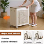 COZONY Panier à Linge Roulant avec Couvercle, Grande Capacité de 150L, Paniers à Linge Pliables en Plastique avec Roues, Boîtes de Rangement Pliables et Robustes