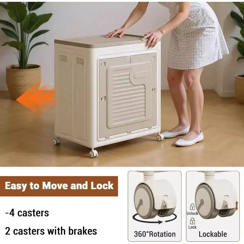COZONY Panier à Linge Roulant avec Couvercle, Grande Capacité de 150L, Paniers à Linge Pliables en Plastique avec Roues, Boîtes de Rangement Pliables et Robustes
