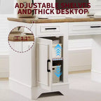 Bureau exécutif de ferme avec rangement, Bureau d'écriture en bois avec 5 tiroirs et armoire, Table d'ordinateur rustique pour salon, chambre à coucher, bureau