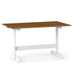 Costway Table de Salle à Manger 55" pour 4 à 6 Personnes, Table de Cuisine Rectangulaire avec Piétement en Bois Noyer + Blanc