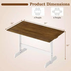 Costway Table de Salle à Manger 55" pour 4 à 6 Personnes, Table de Cuisine Rectangulaire avec Piétement en Bois Noyer + Blanc