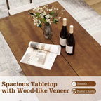 Costway Table de Salle à Manger 55" pour 4 à 6 Personnes, Table de Cuisine Rectangulaire avec Piétement en Bois Noyer + Blanc