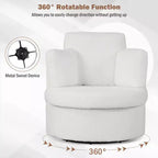 Fauteuil d'appoint pivotant Costway 360° avec pouf de rangement demi-lune et 3 coussins amovibles, blanc/terracotta