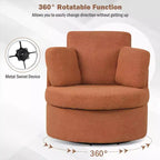 Fauteuil d'appoint pivotant Costway 360° avec pouf de rangement demi-lune et 3 coussins amovibles, blanc/terracotta