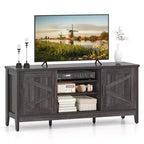 Costway Farmhouse TV Stand for TVs up to 65 Entertainment Center with 2 Storage Cabinets Gray