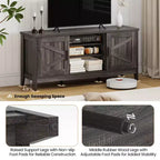 Meuble TV de ferme Costway pour téléviseurs jusqu'à 65 pouces, centre de divertissement avec 2 placards de rangement, gris
