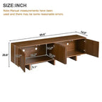 Meuble TV Whisen de style rétro en grain de bois, console média rustique, meuble TV à base robuste avec porte ondulée pour téléviseurs jusqu'à 75 pouces