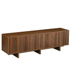 Meuble TV Whisen de style rétro en grain de bois, console média rustique, meuble TV à base robuste avec porte ondulée pour téléviseurs jusqu'à 75 pouces