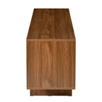 Meuble TV Whisen de style rétro en grain de bois, console média rustique, meuble TV à base robuste avec porte ondulée pour téléviseurs jusqu'à 75 pouces