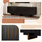 Meuble TV Whisen de style rétro en grain de bois, console média rustique, meuble TV à base robuste avec porte ondulée pour téléviseurs jusqu'à 75 pouces