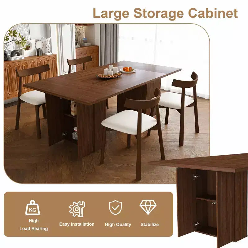 Ensemble de salle à manger 5 pièces GDFStudio Camden avec table de rangement et chaises en similicuir