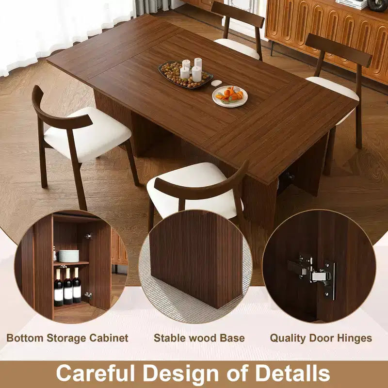 Ensemble de salle à manger 5 pièces GDFStudio Camden avec table de rangement et chaises en similicuir