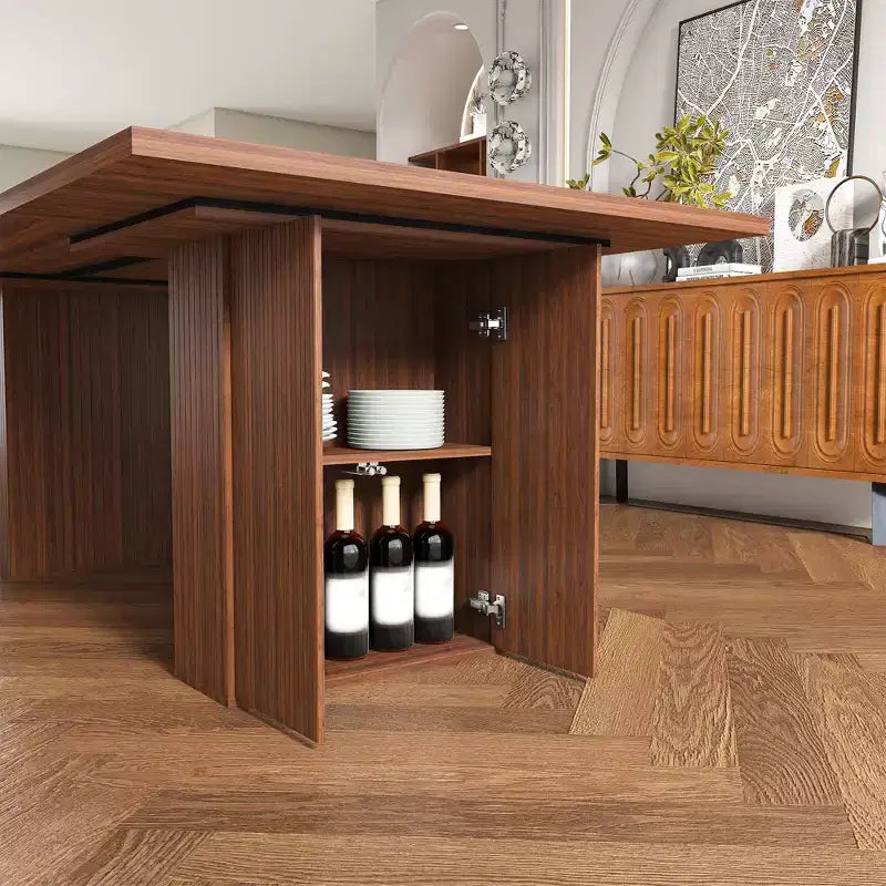 Ensemble de salle à manger 5 pièces GDFStudio Camden avec table de rangement et chaises en similicuir