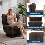 Fauteuil pivotant à 360°, Chenille Douillette & Coussin Épais pour la Maison et les Bureaux