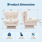 Fauteuil pivotant à 360°, Chenille Douillette & Coussin Épais pour la Maison et les Bureaux