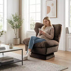 Fauteuil pivotant à 360°, Chenille Douillette & Coussin Épais pour la Maison et les Bureaux