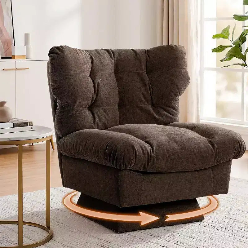 Fauteuil pivotant à 360°, Chenille Douillette & Coussin Épais pour la Maison et les Bureaux
