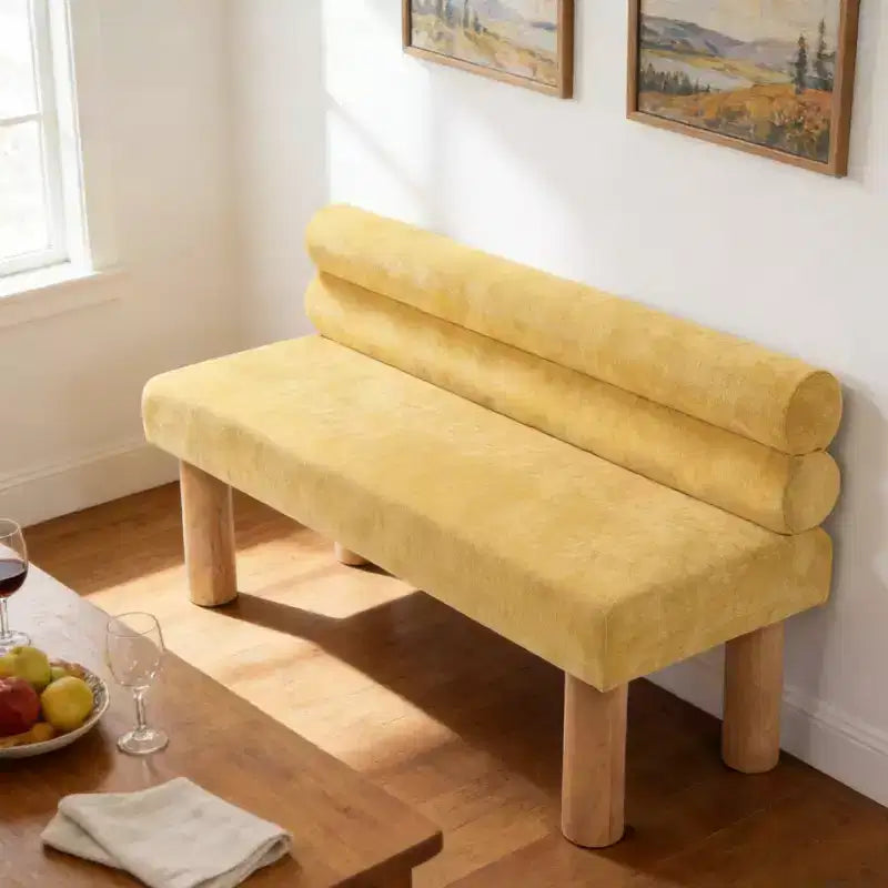 Banc de salle à manger moderne en bois rembourré Christopher Knight Home Yuina avec pieds en bois d'hévéa