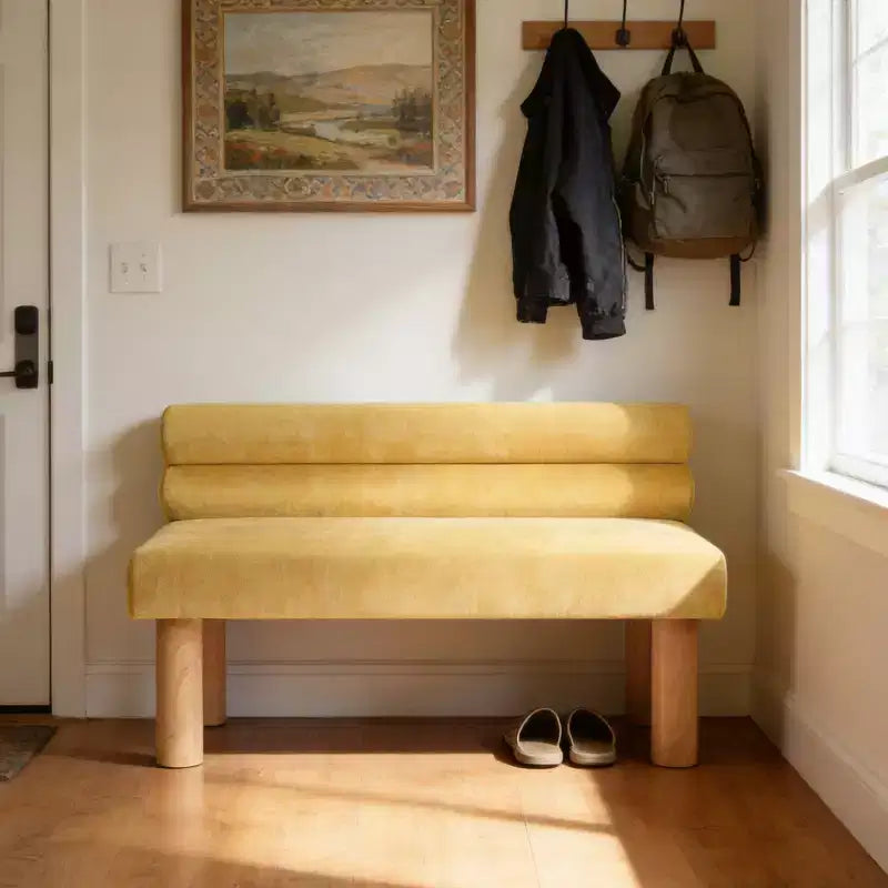 Banc de salle à manger moderne en bois rembourré Christopher Knight Home Yuina avec pieds en bois d'hévéa