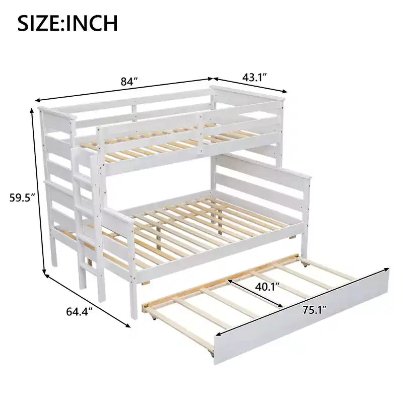 GDFStudio Becker Lit superposé en bois avec lit gigogne double