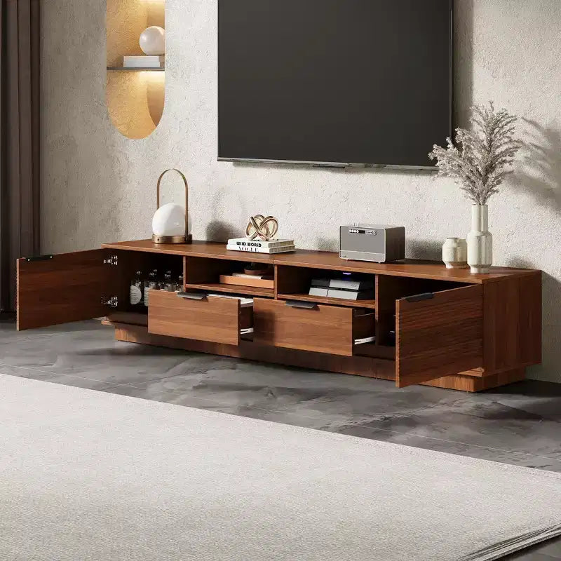 JVNOXK Meuble TV moderne de 78 pouces pour téléviseurs jusqu'à 85 pouces Comprend des tiroirs profonds pour le rangement Idéal pour les salons
